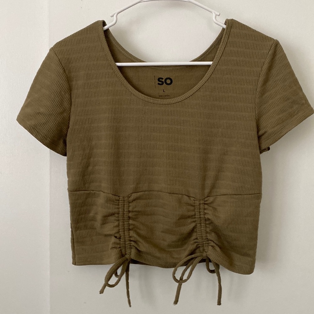 SO Cinched Crop Top Olive Green Size L Large